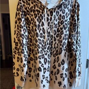 Chico's Beige and Black Leopard Hoodie